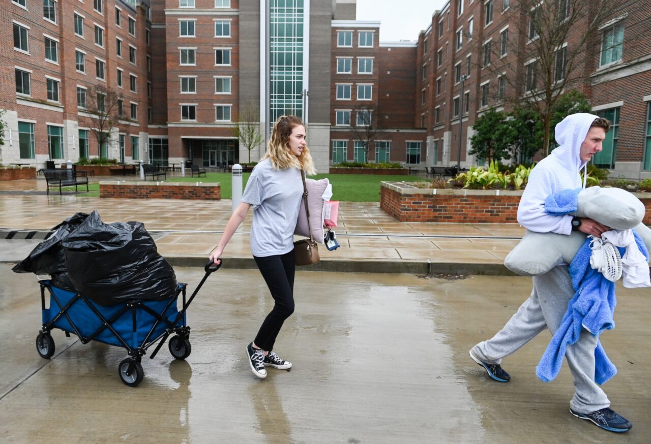 Just like Move In Day in February, Move Out Day in March was rainy, too. Students left when campus went all virtual due to COVID-19.