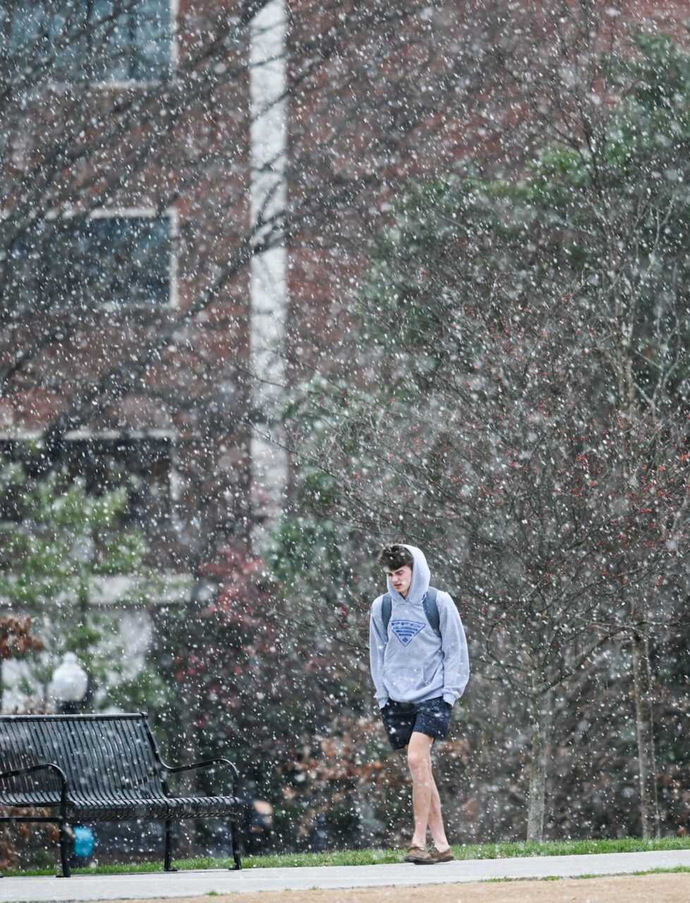 Snow fell on Feb. 28.