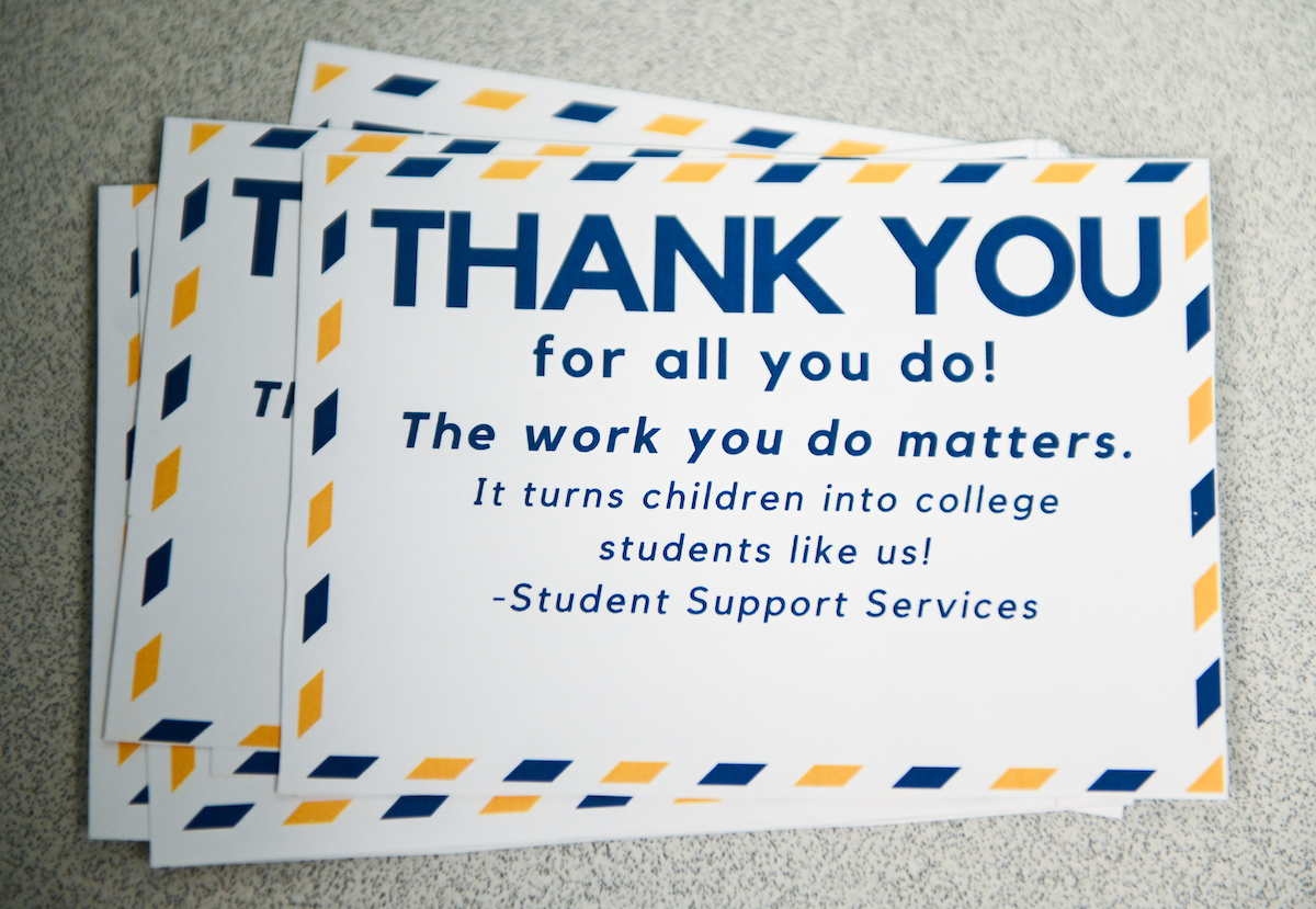 Teachers at local elementary, middle and high schools receive "Thank you" cards for their work.