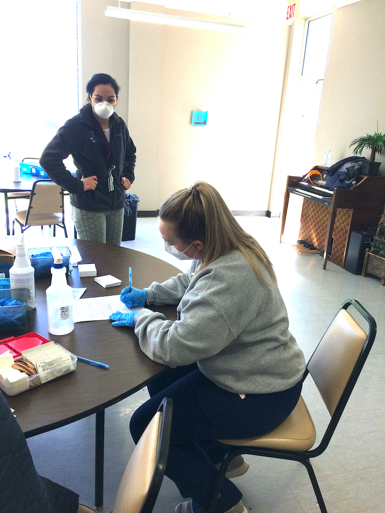 Yasmine Key, director of University Health Services, left, and Ashley Hunter