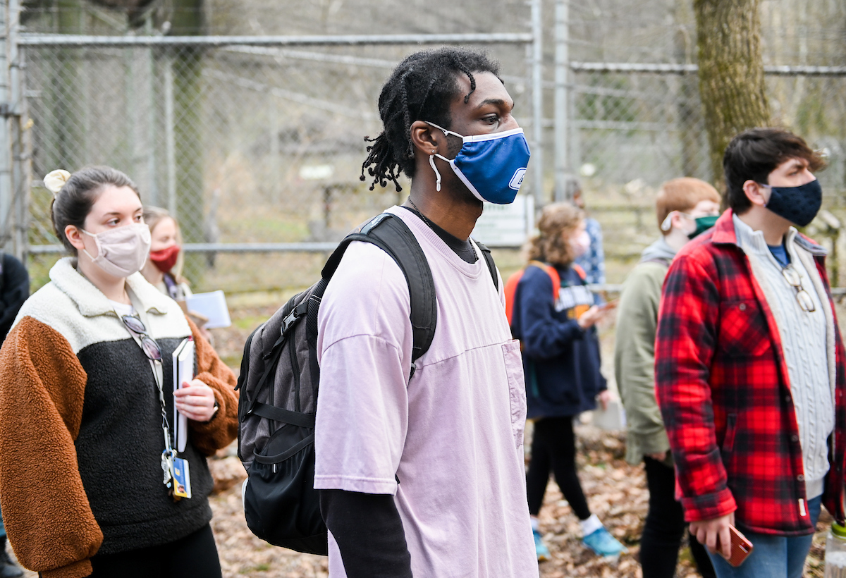 Derek Witucki’s Typography class tours Reflection Riding Arboretum & Nature Center on Monday, Feb. 8, 2021.The class will design signage for the center.