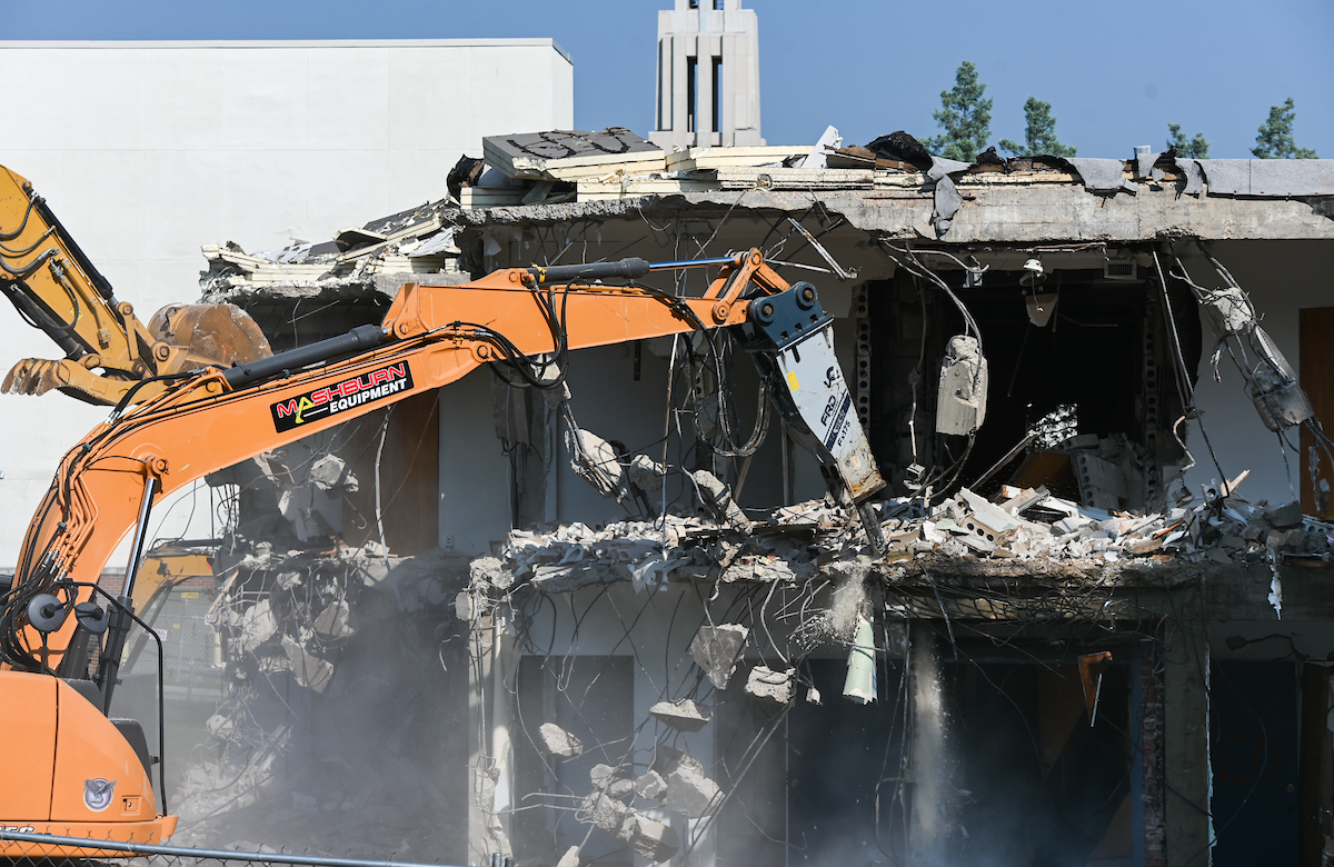Work continues Wednesday, July 287 to demolish Frist Hall.