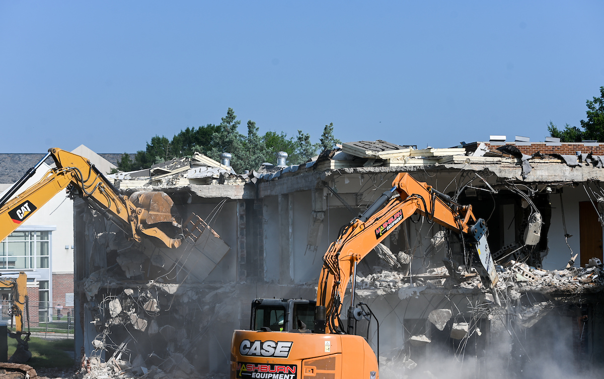 Work continues Wednesday, July 287 to demolish Frist Hall.