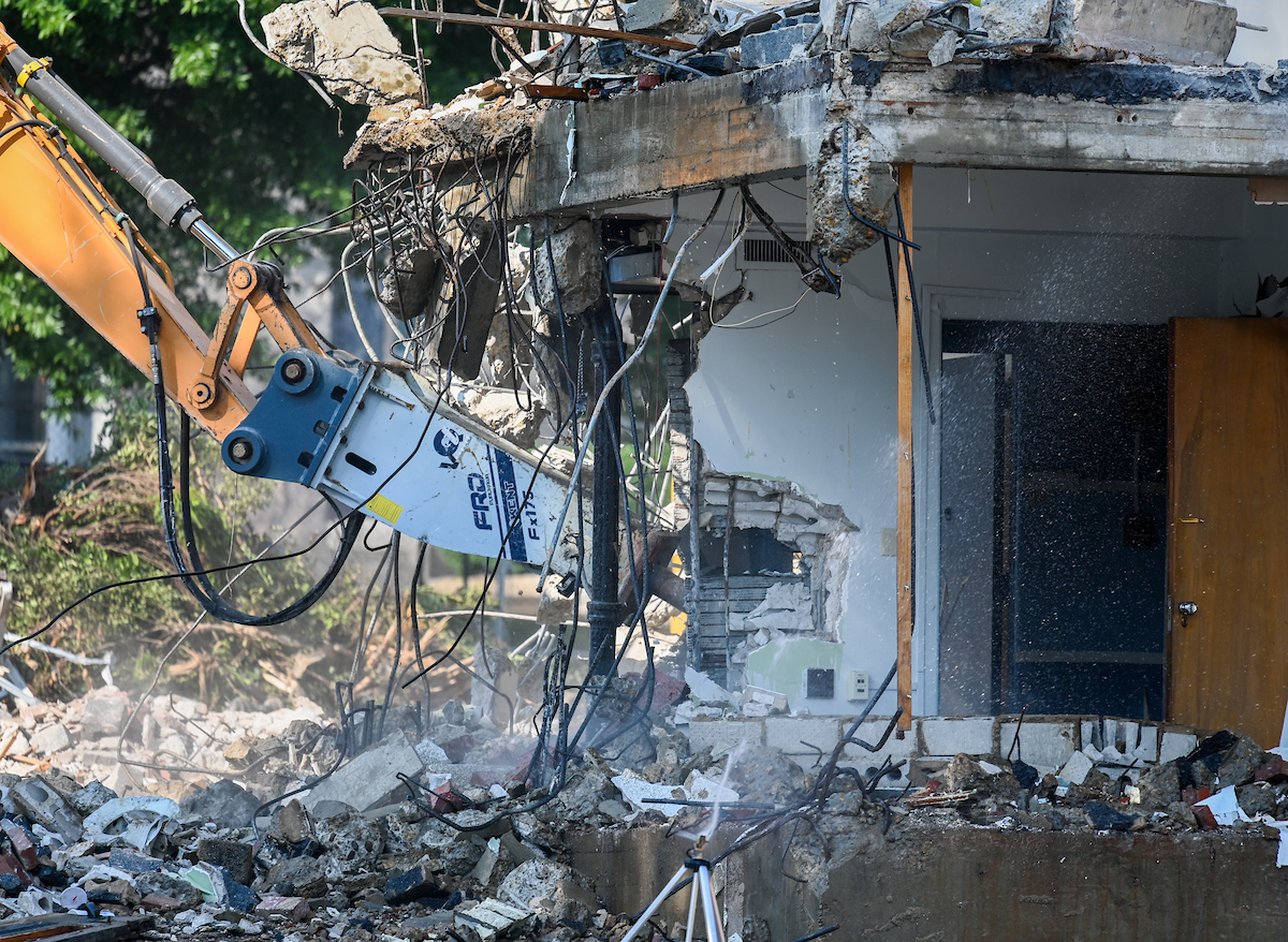 Work continues Wednesday, July 287 to demolish Frist Hall.