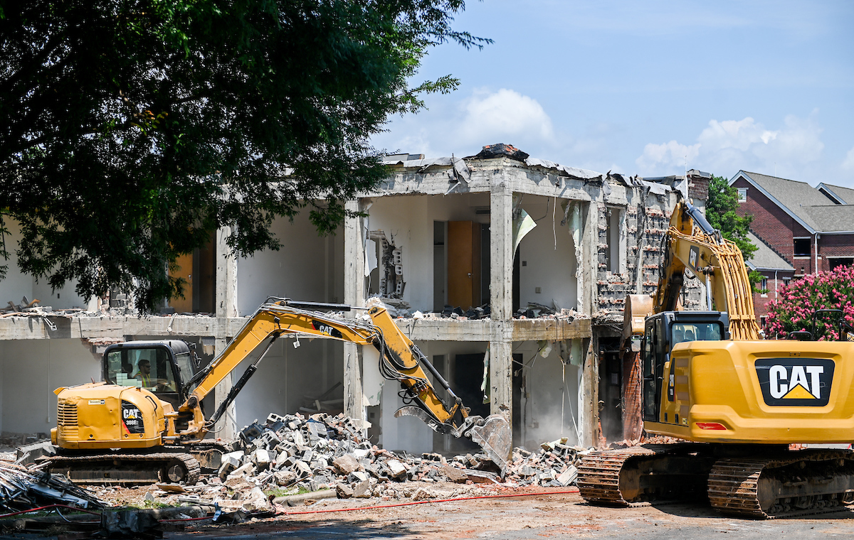 Work continues Tuesday, July 27 to demolish Frist Hall.
