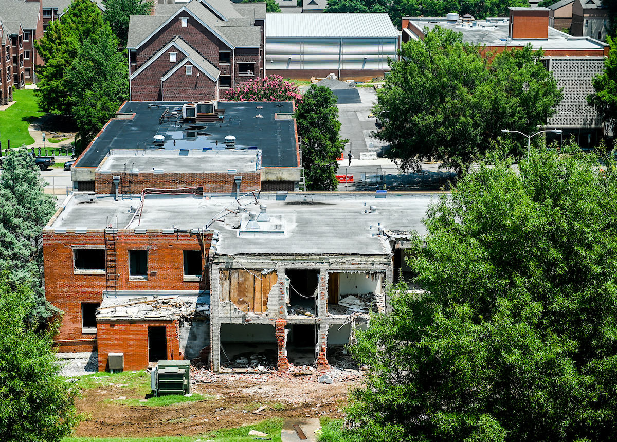Work continues Tuesday, July 27 to demolish Frist Hall.