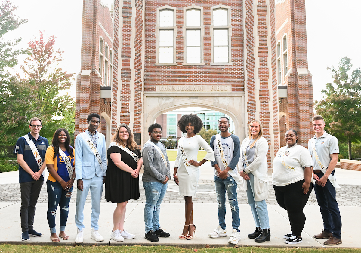 The 2021 Homecoming Court, from left, Lane Gutridge, Kiyanna West, Stephen Thomas, Taylor Bradshaw, Quentonious Smith, Aali Yarbrough, Jaden Stone, Alexa Clements, Victoria Turner and Allen Towry.
