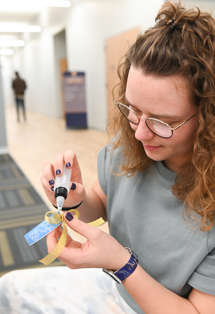 Students make snow globes during Winter Welcome.