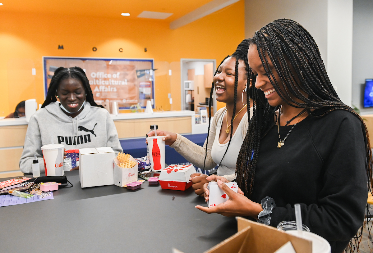 Students make snow globes during Winter Welcome.