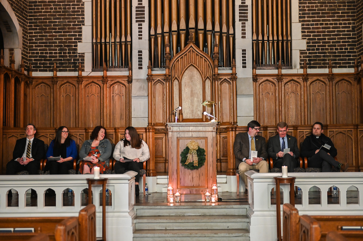 The Blue and Gold Memorial Service held Monday, Feb. 28, 2022 in Patten Chapel.