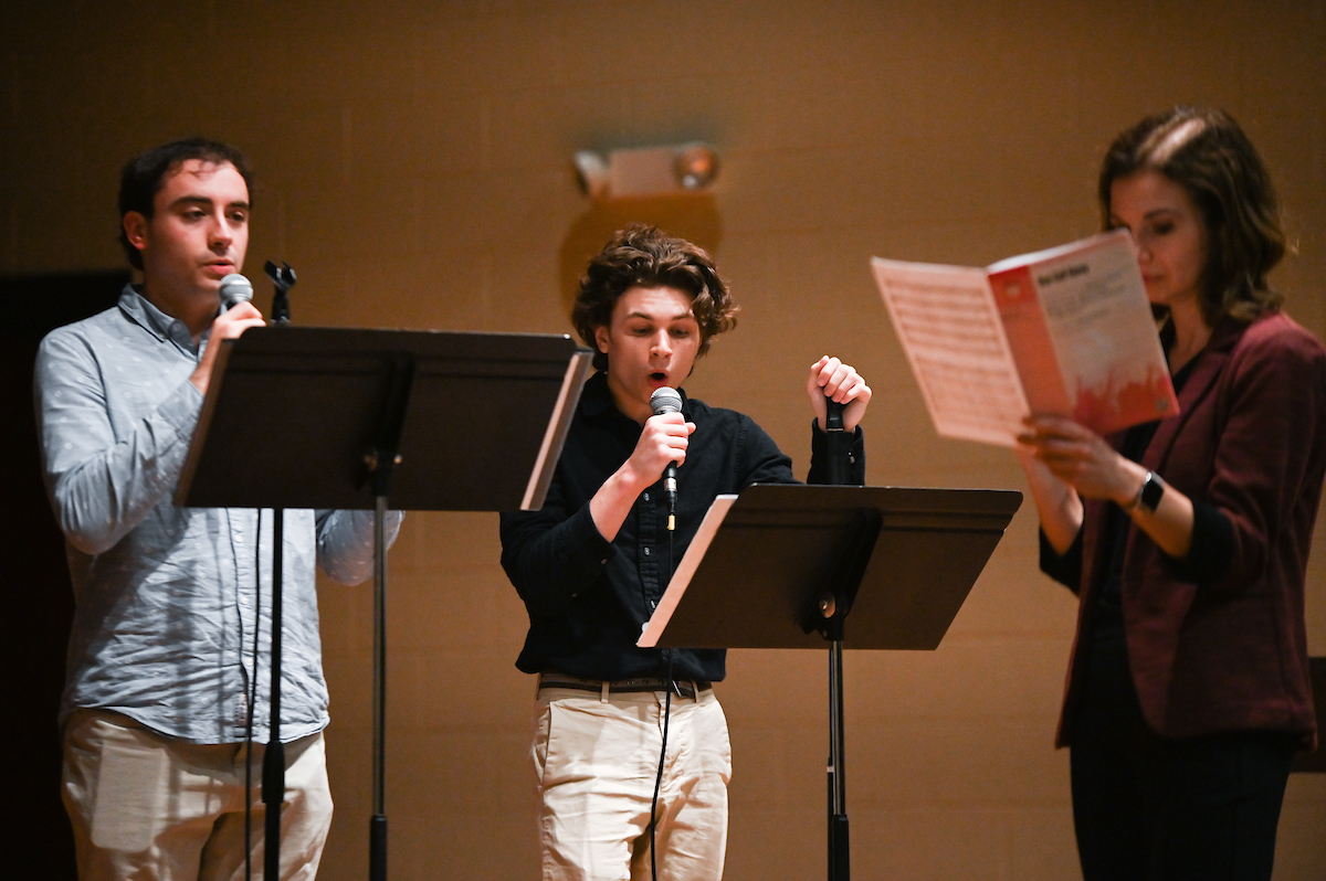 Bailey Tankersley, Christian Newton and Singing Mocs Director Alison Allerton