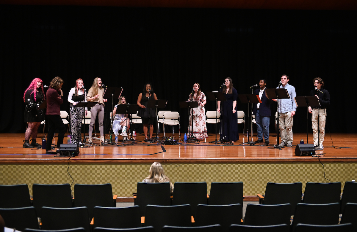 From left, Rose Carroll, Alison Allerton, Taylor Wells, Audrey Pennington, Karis Hempy, Chelsey Sims, Paige Bush, Karley Nygren, Christopher Clark, Bailey Tankersley and Christian Newton