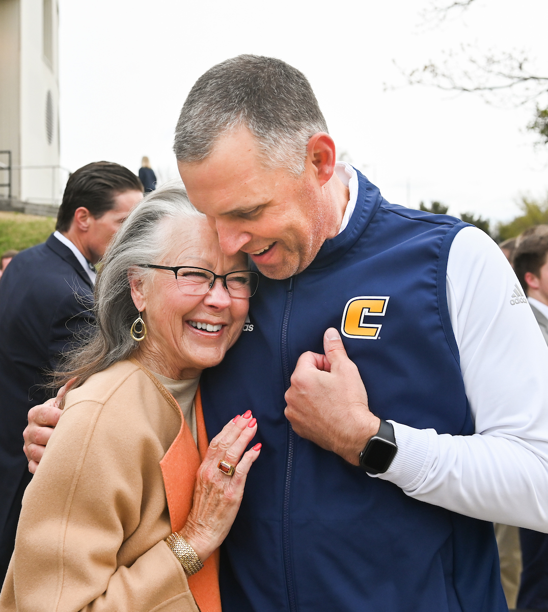 Diane Wolford and UTC Head Football Coach Rusty Wright