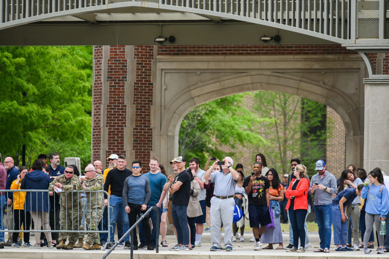 Blackhawk helicopters on campus Thursday, April 21, 2022