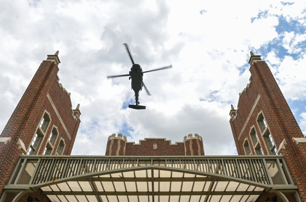 Two Army Black Hawk helicopters came to UTC April 21 for an educational and goodwill event. Photos by Angela Foster.