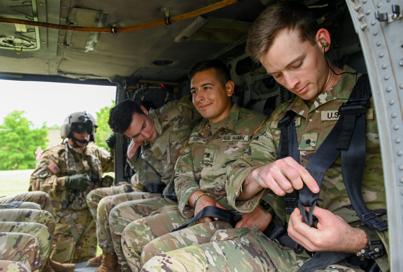 Blackhawk helicopters on campus Thursday, April 21, 2022
