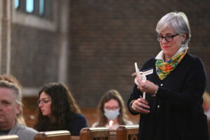 Marchetti was a Chancellor’s Ambassador at the Blue and Gold Memorial Service at Patten Chapel.