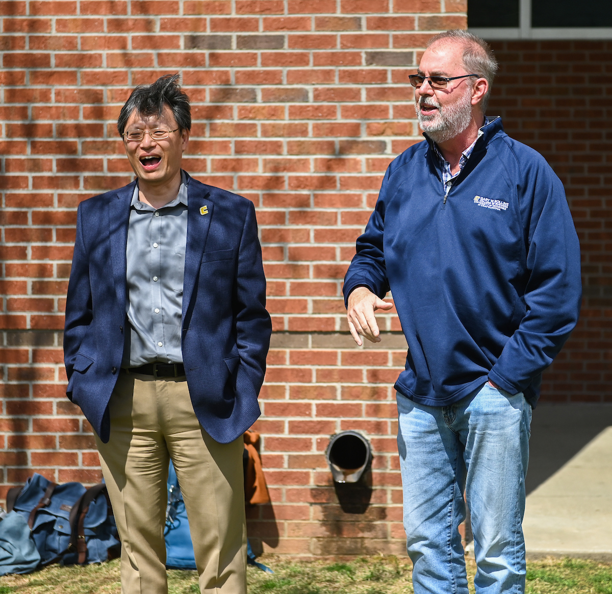 Dean of Engineering Daniel Pack, left, and Dean of Business Robert Dooley