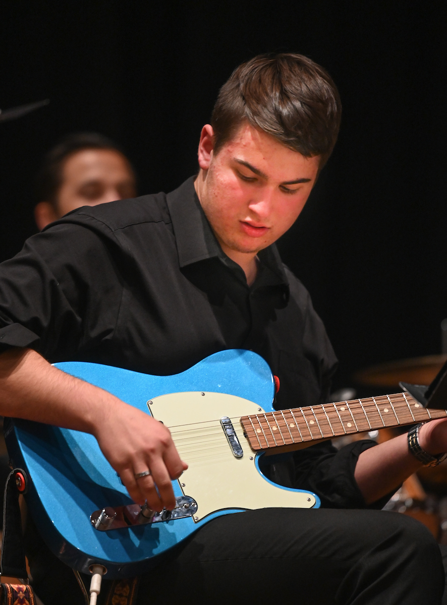 The UTC Jazz Band does a sound check before its first performance in two years on March 30.
