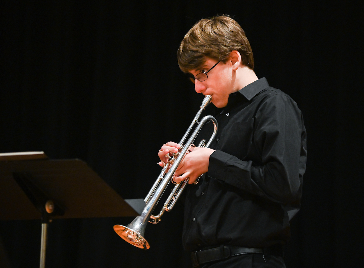 The UTC Jazz Band does a sound check before its first performance in two years on March 30.