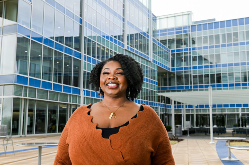 Jermillya Farris, a client management associate with Blue Cross Blue Shield, is pursuing her bachelor’s degree thanks to the UTC BAS-AL program. Photo by Angela Foster.