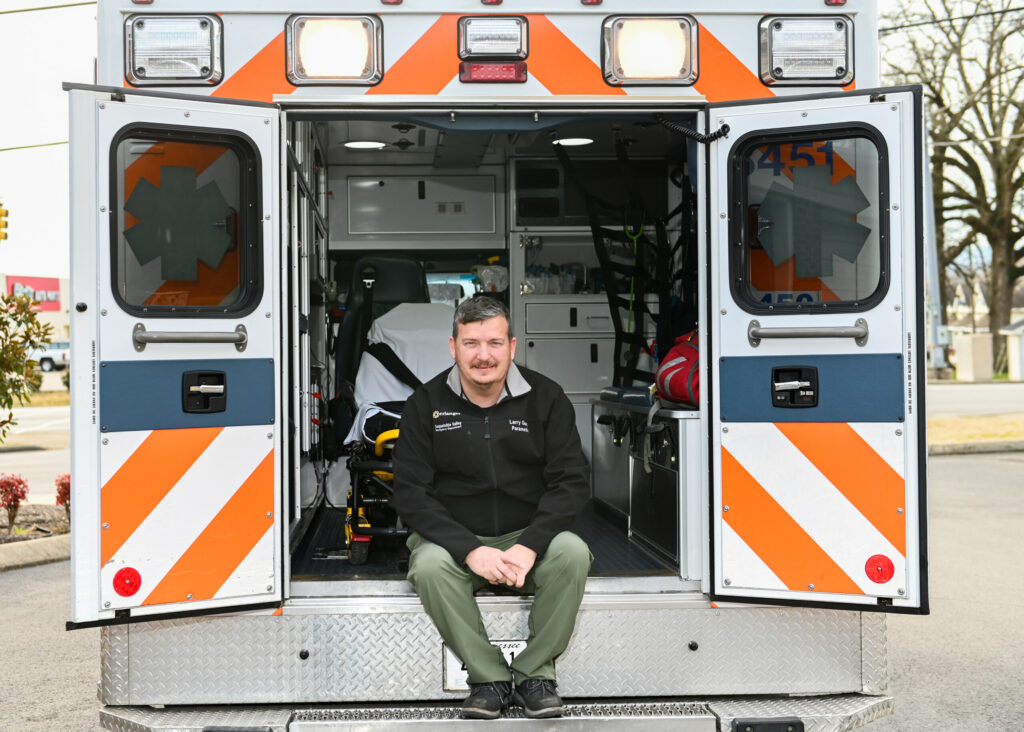 Larry Guess, a critical care paramedic based in South Pittsburg, Tennessee, is working to complete his undergraduate degree thanks to the UTC BAS-AL program. Photo by Angela Foster.