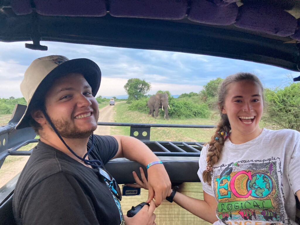 University of Tennessee at Chattanooga environmental science major Joslyn Primicias, right, camped and did field work at Queen Elizabeth National Park in Uganda as part of her fall 2021 semester travel abroad experience.