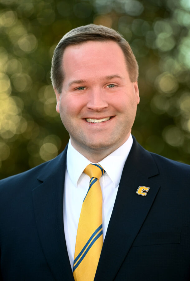 University of Tennessee at Chattanooga Vice Chancellor for Finance and Administration Tyler Forrest is a three-time graduate of UTC and a former president of the UTC student body.