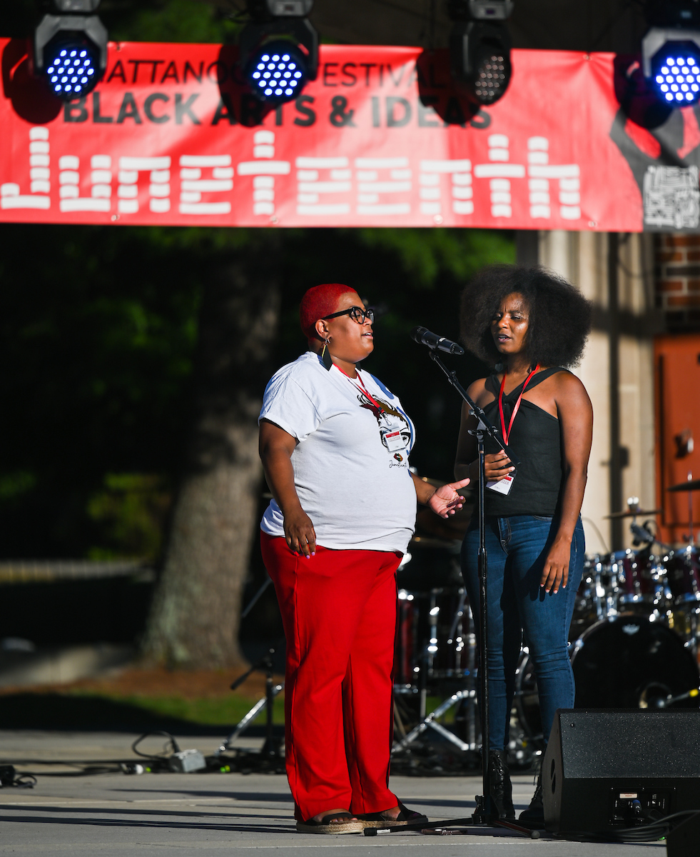 Members of the Amen Chorus perform at the Juneteenth Celebration on Chamberlain Field