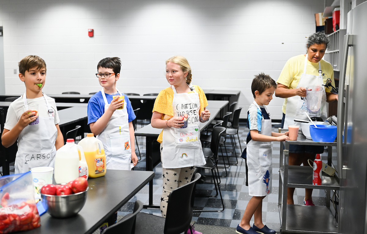 Lining up to make smoothies