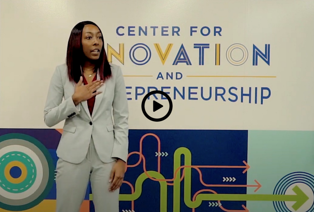 In November 2021, UTC business management student Taylor Bean made her Hatch It! pitch—captured on video—for What’sNxt. Photo by Angela Foster.