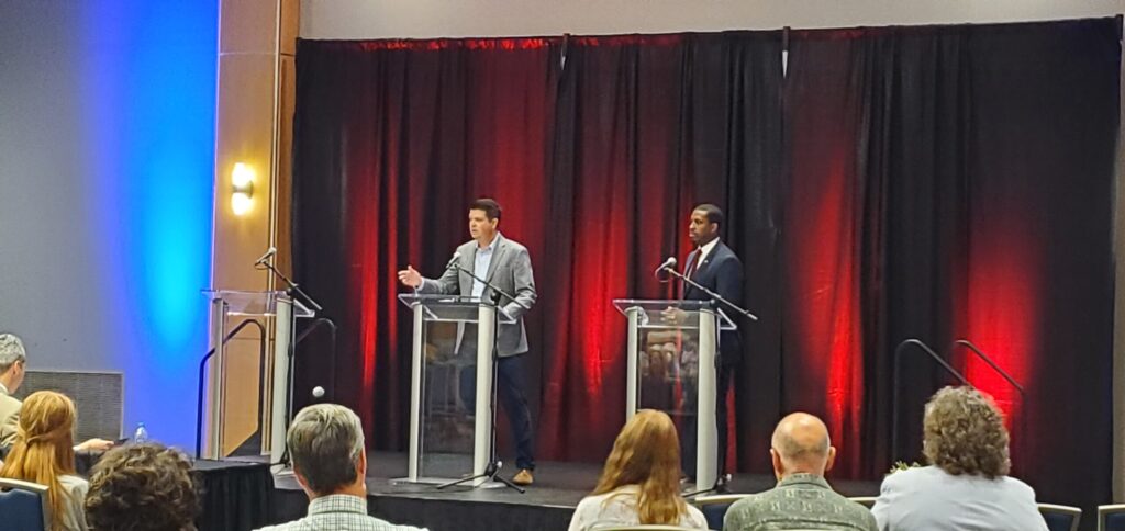 Gubernatorial candidates Dr. Jason Martin and Memphis City Councilman JB Smiley Jr. participated in the June 30 candidate forum at the UTC University Center.