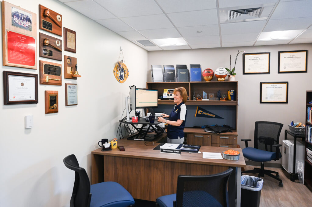 Valerie Rutledge, dean of the College of Health, Education and Professional Studies, in her new Hunter Hall office.