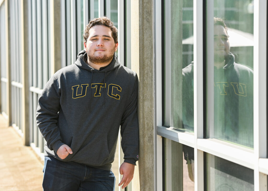 Jorge Marcano stands Tuesday, Feb. 15, 2022 outside the Math Lab.