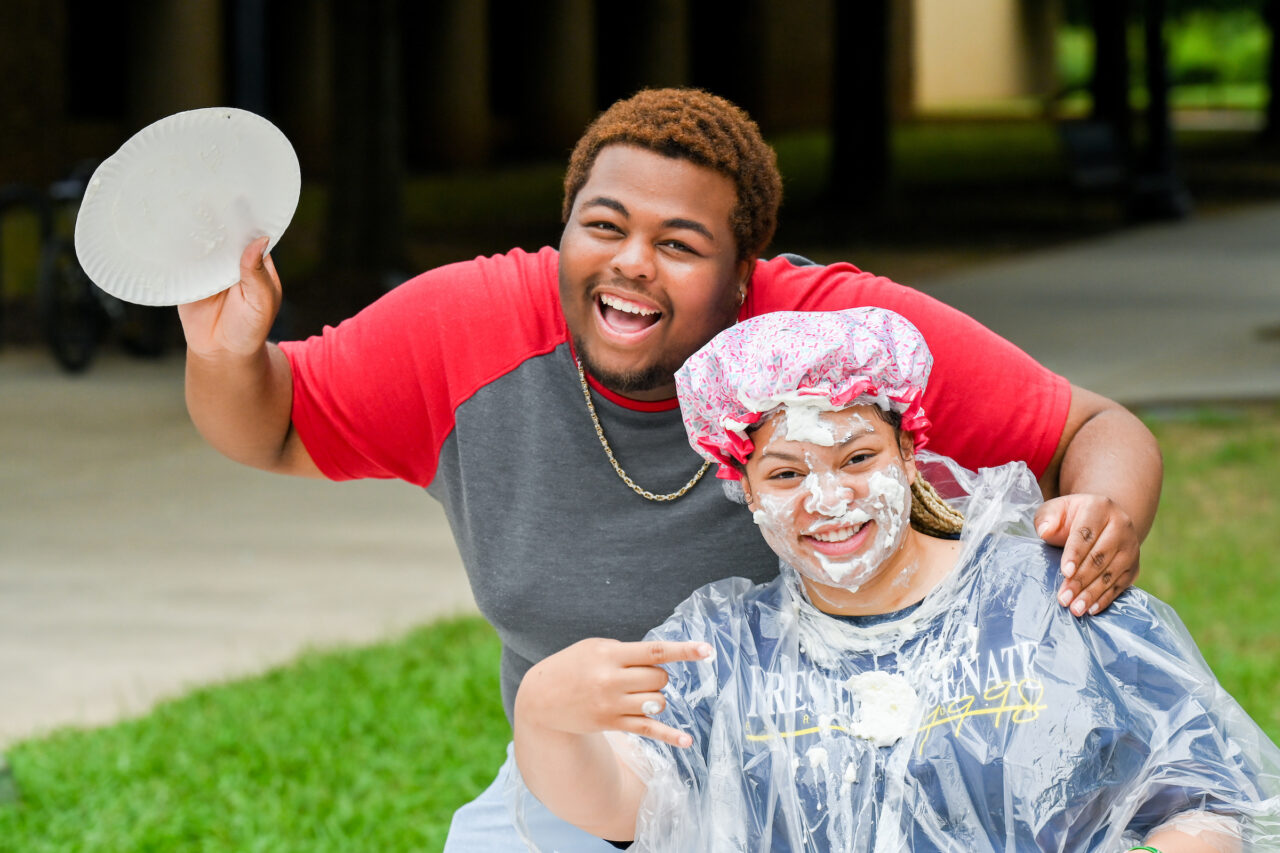 SGA pie in the face, Thursday, Aug. 25, 2022 in Heritage Plaza