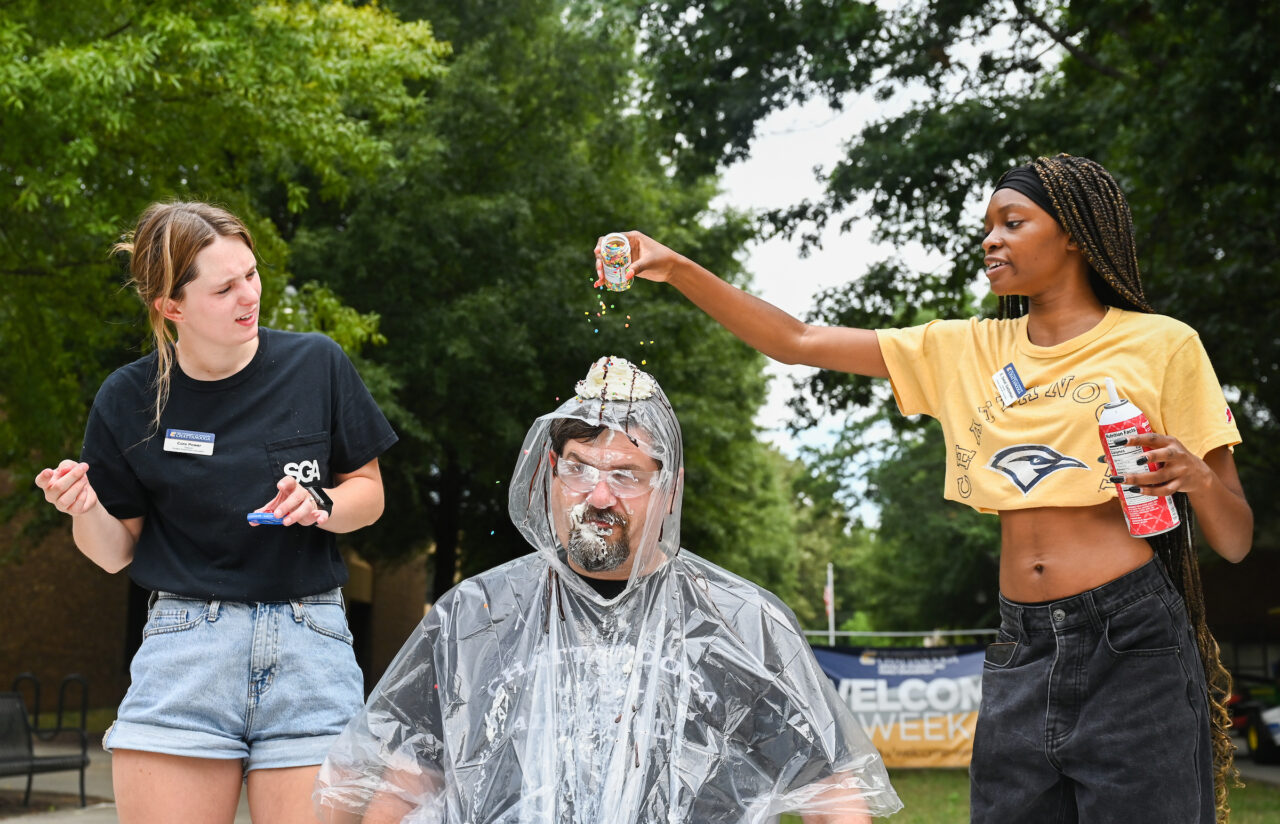SGA pie in the face, Thursday, Aug. 25, 2022 in Heritage Plaza
