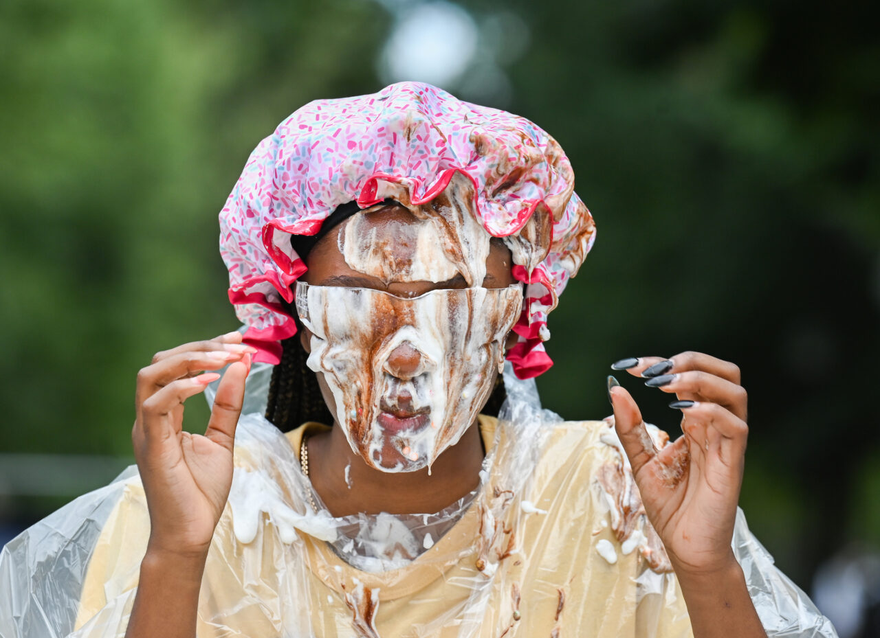 SGA pie in the face, Thursday, Aug. 25, 2022 in Heritage Plaza