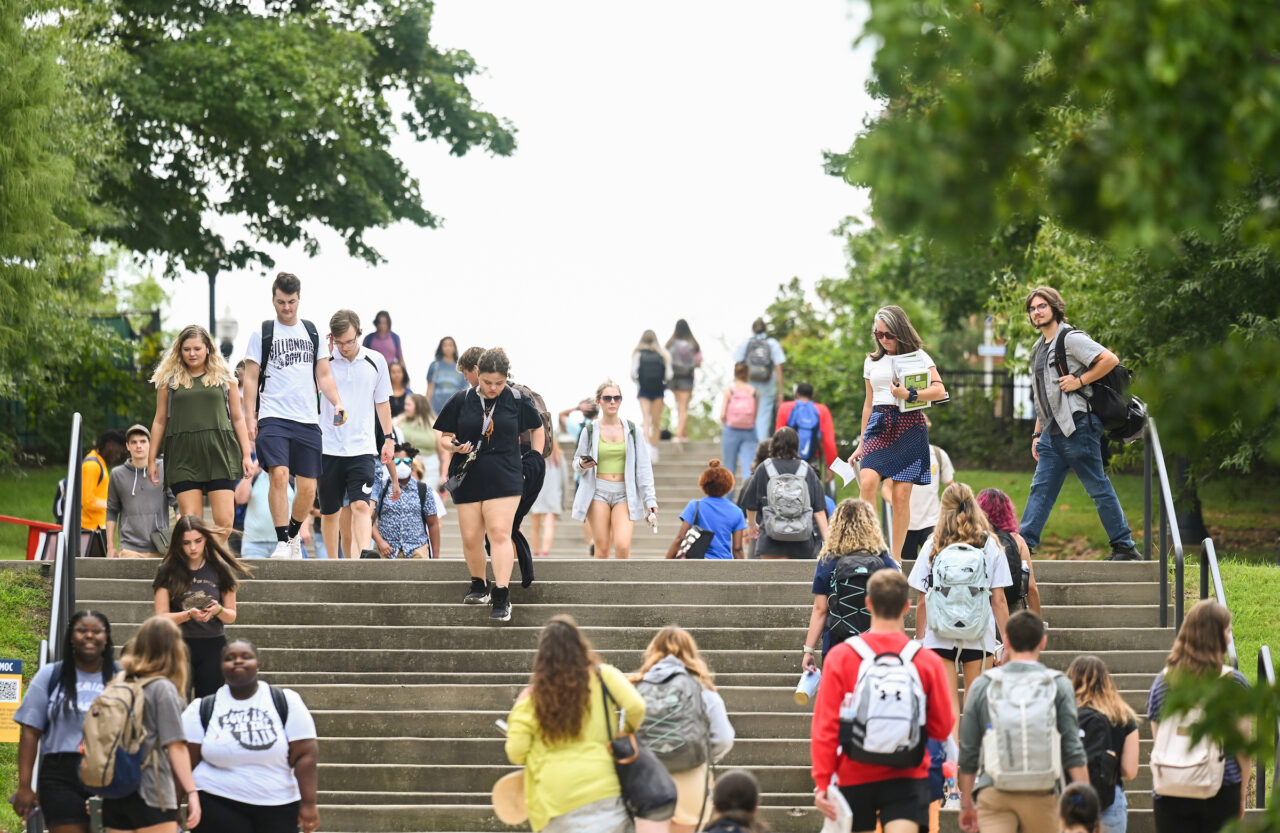 Students outdoors, Monday, Aug. 22, 2022