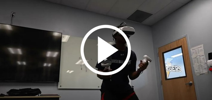 This summer, Gary Wilkerson and UTC athletic training program members used virtual reality technology to test response efficiency with Chattanooga-area high school athletes. Photo and video by Angela Foster.