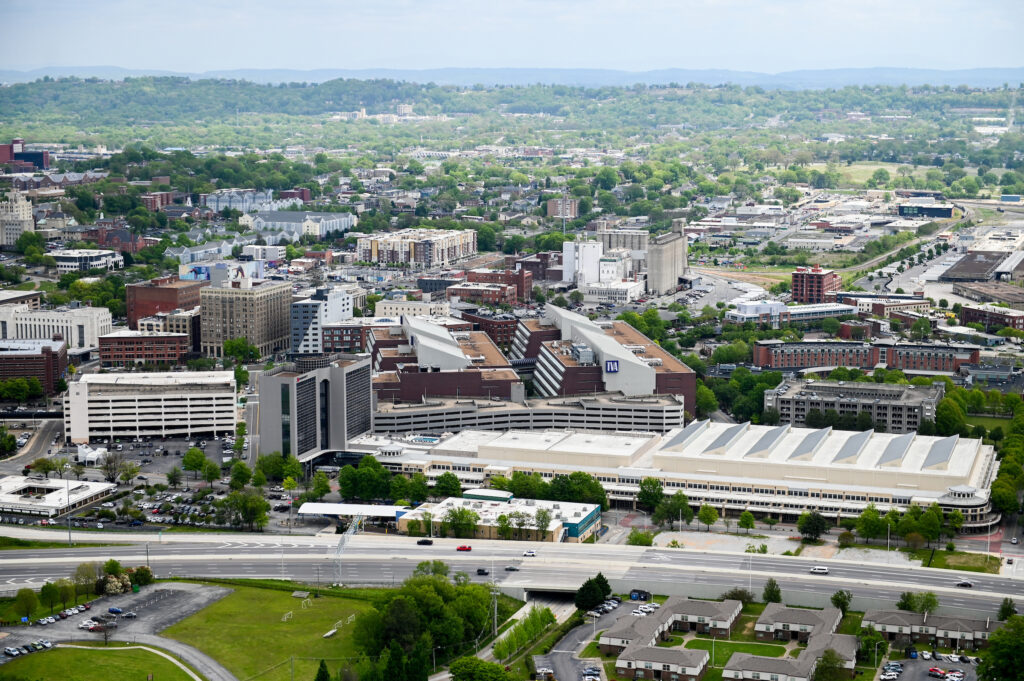 Overhead photo of downtown Chattanooga