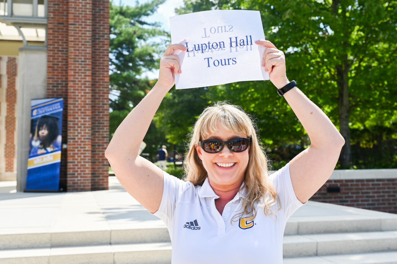 Chancellor Steve Angle delivers the State of the University speech Friday, Sept. 16, 2022 on Chamberlain Field.
