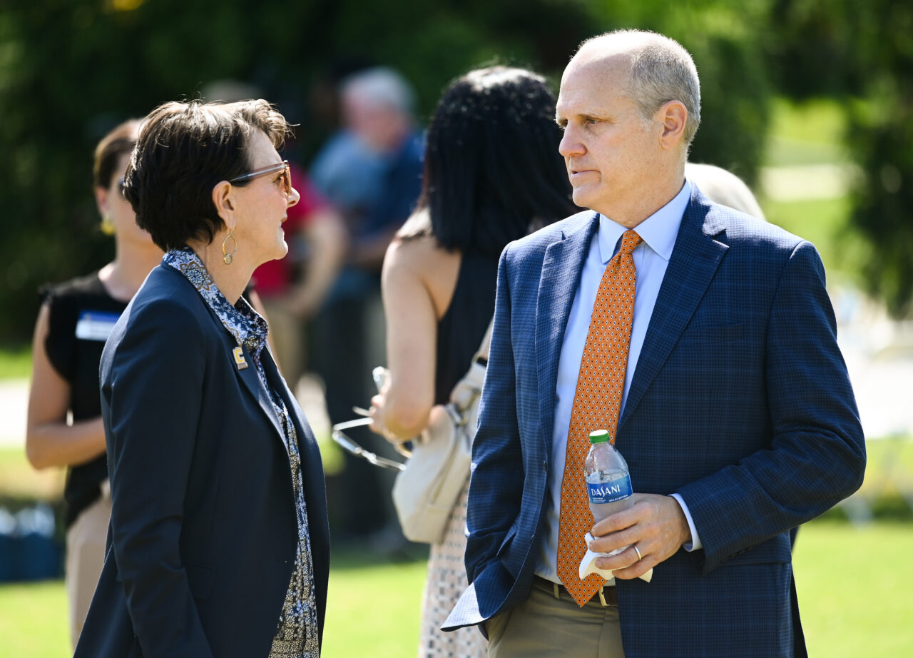 Chancellor Steve Angle delivers the State of the University speech Friday, Sept. 16, 2022 on Chamberlain Field.