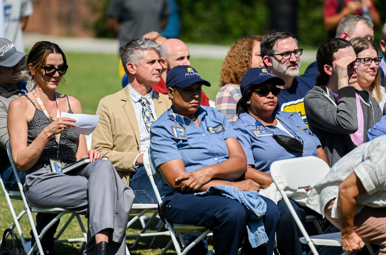 Chancellor Steve Angle delivers the State of the University speech Friday, Sept. 16, 2022 on Chamberlain Field.