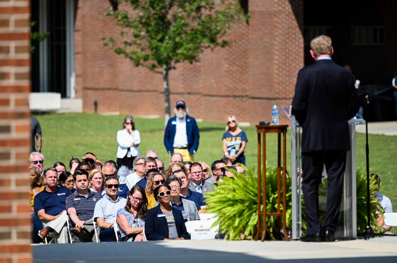 Chancellor Steve Angle delivers the State of the University speech Friday, Sept. 16, 2022 on Chamberlain Field.
