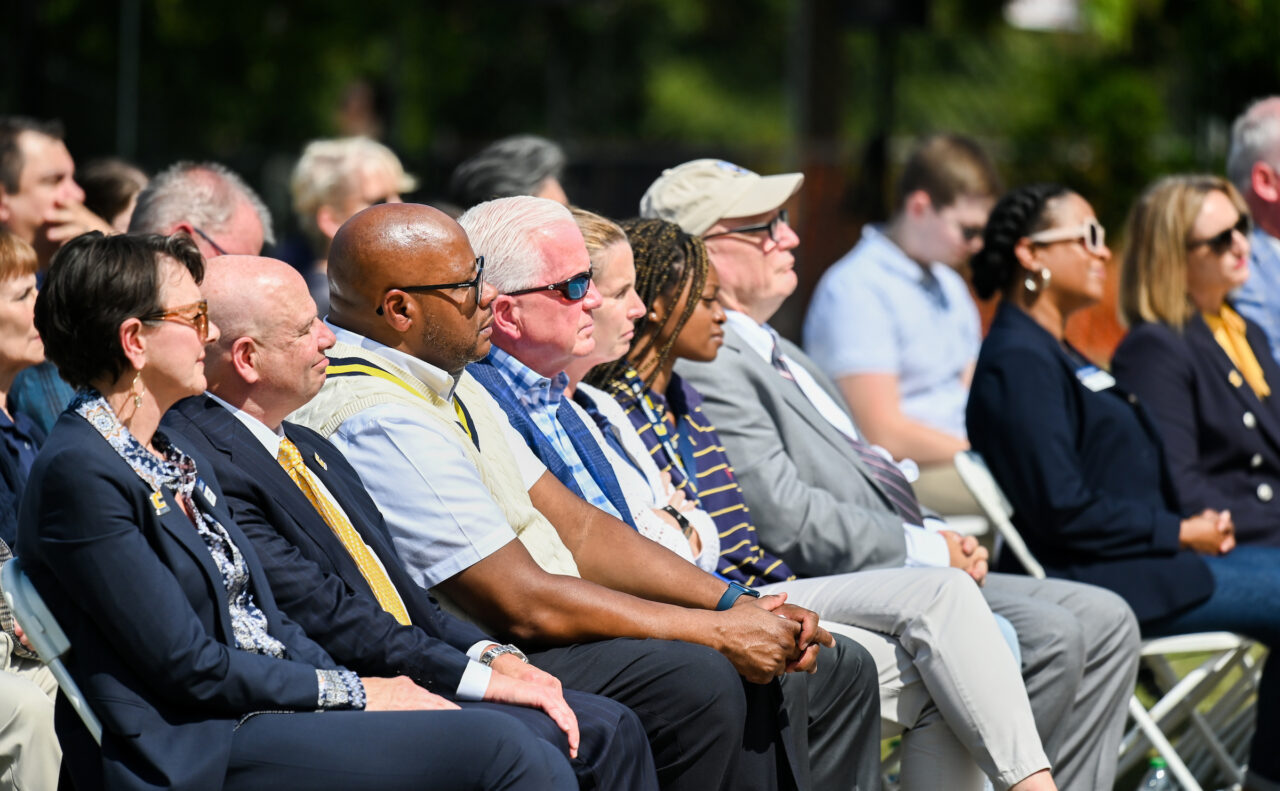 Chancellor Steve Angle delivers the State of the University speech Friday, Sept. 16, 2022 on Chamberlain Field.
