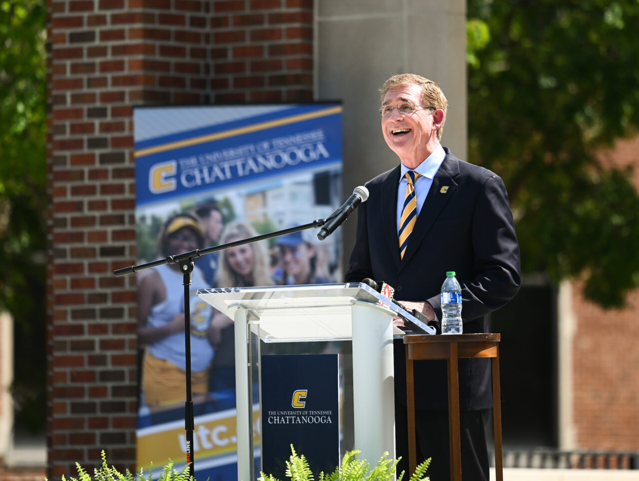 Chancellor Steve Angle delivers the State of the University speech Friday, Sept. 16, 2022 on Chamberlain Field.