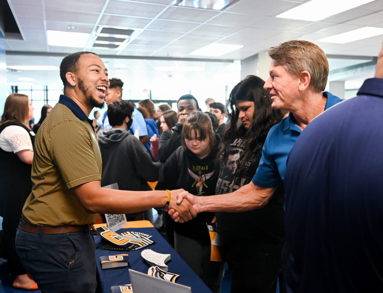 UT President Randy Boyd and UTC Chancellor Steve Angle attend the UT Promise event Tuesday, Sept. 13, 2022 at Cleveland High School.