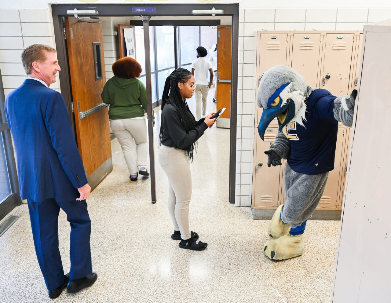 UT President Randy Boyd and UTC Chancellor Steve Angle attend the UT Promise event Tuesday, Sept. 13, 2022 at Central High School.