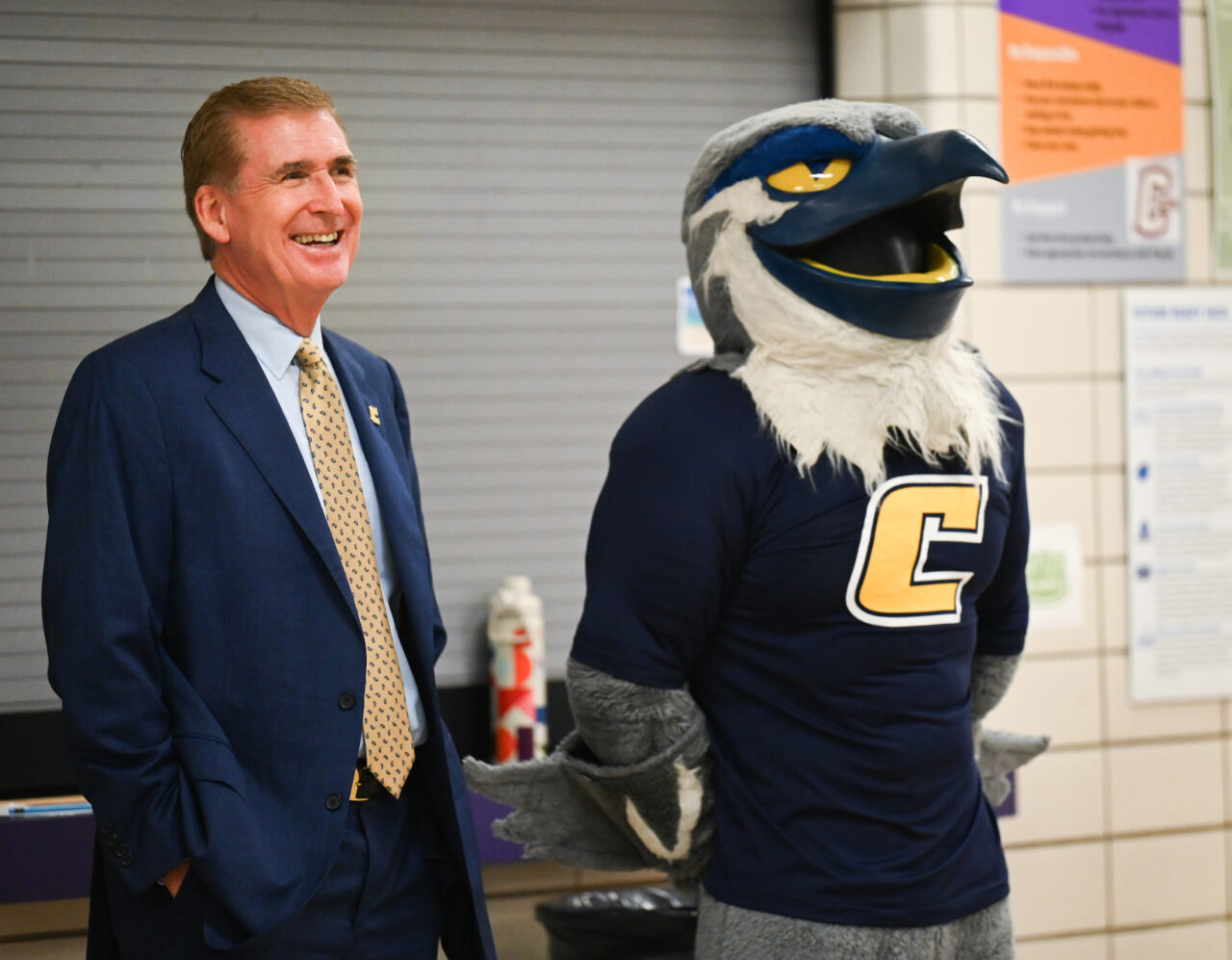 UT President Randy Boyd and UTC Chancellor Steve Angle attend the UT Promise event Tuesday, Sept. 13, 2022 at Central High School.