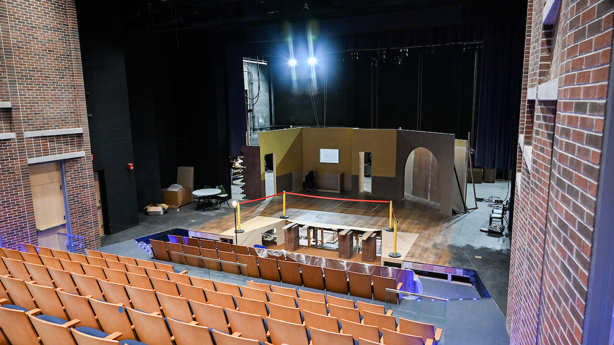 The Dorothy Hackett Theatre gets ready for "Feathers and Teeth," the first production in 2022 for the Department of Theatre.